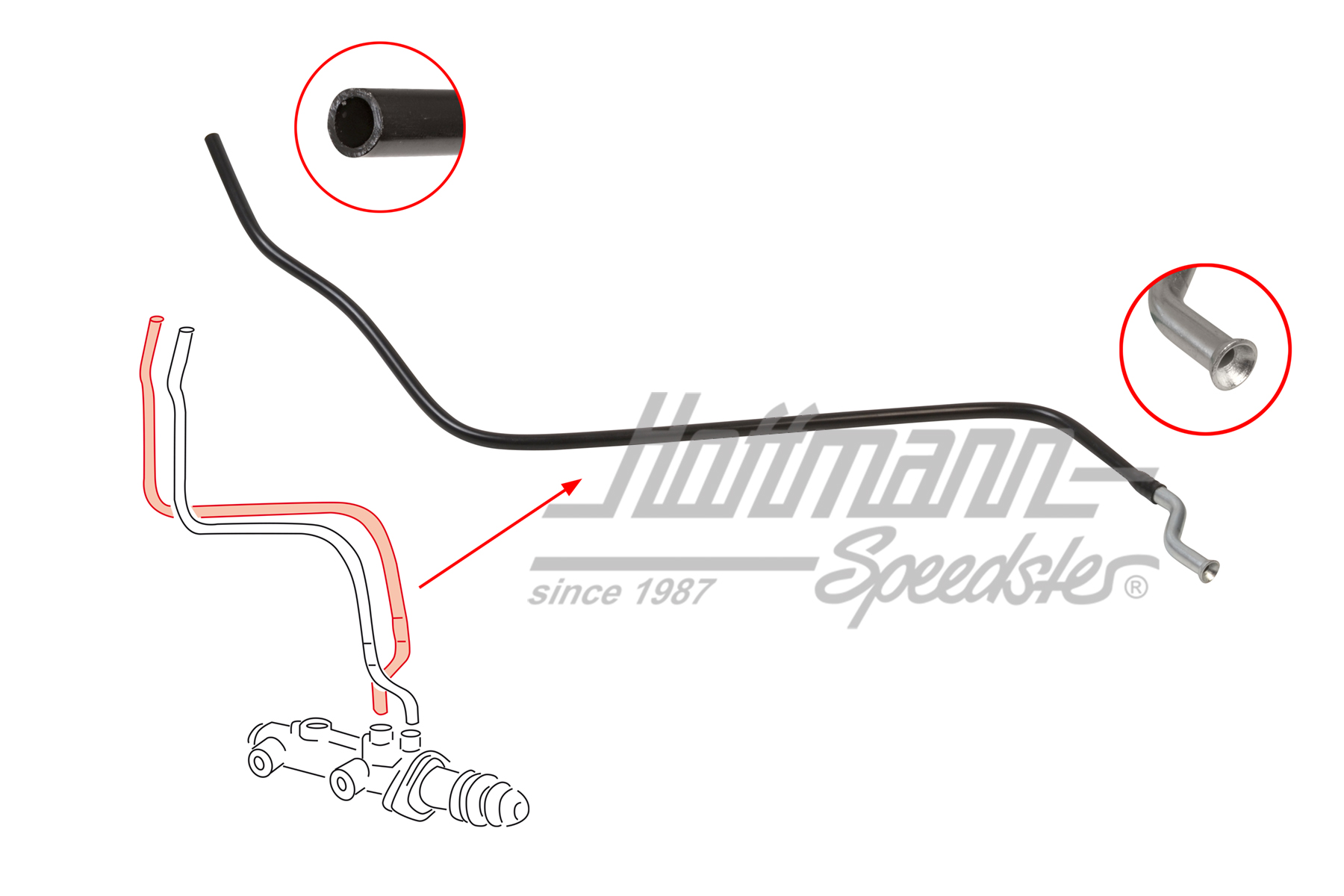 Pipe, master cylinder / reservoir, 911, front | PCG 355 061 00 | 522-1073-10