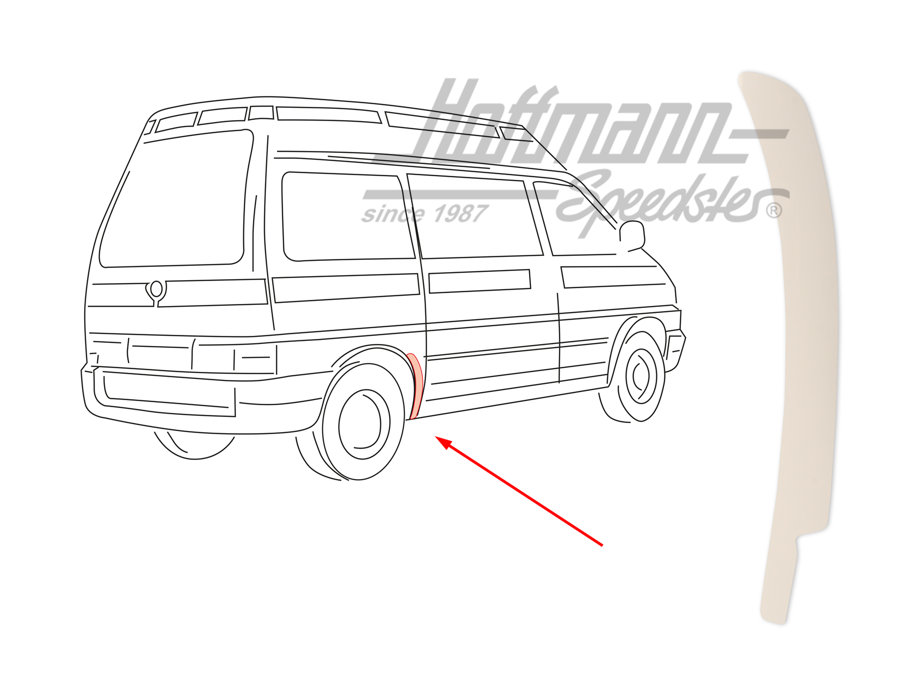 Gravel guard foil, rear, ricght | 701 853 932 A | 408-6500-02