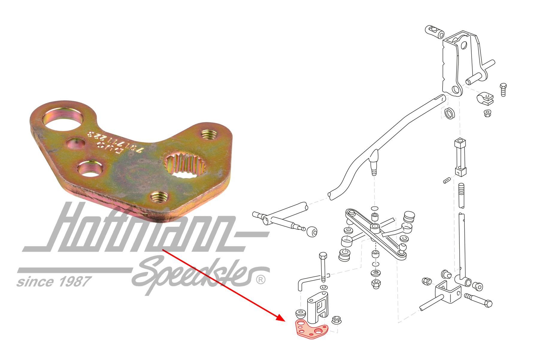 Lever, shift rod, lower, Bus T4 | 701 711 223 | 407-2010-73