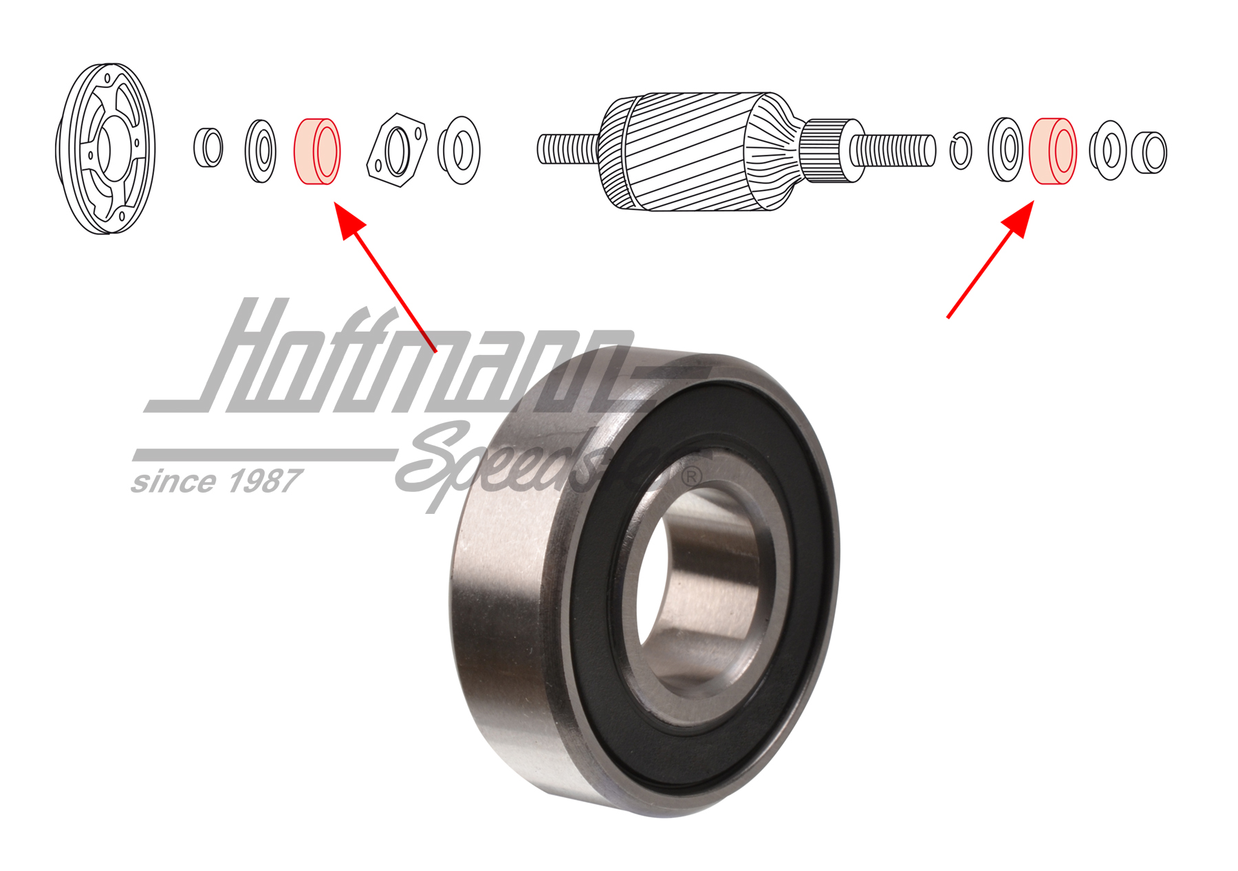 Bearing, alternator (ball bearing) | 111 903 221 A | 020-1266-30