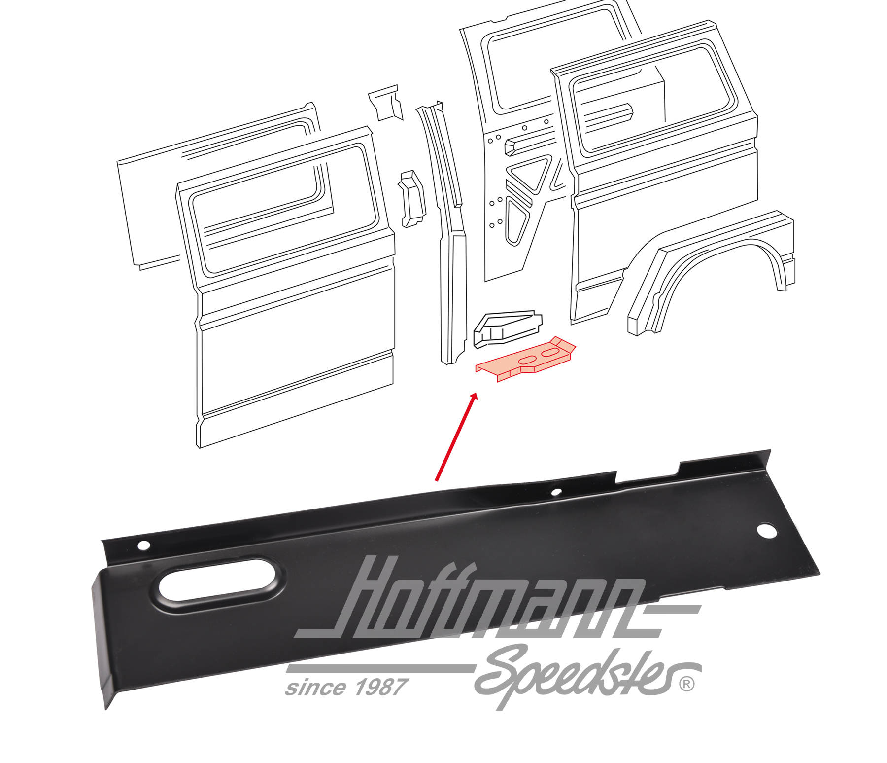 Reinforcing plate, C-plira, lower, right | 251 809 438 | 390-1100-32