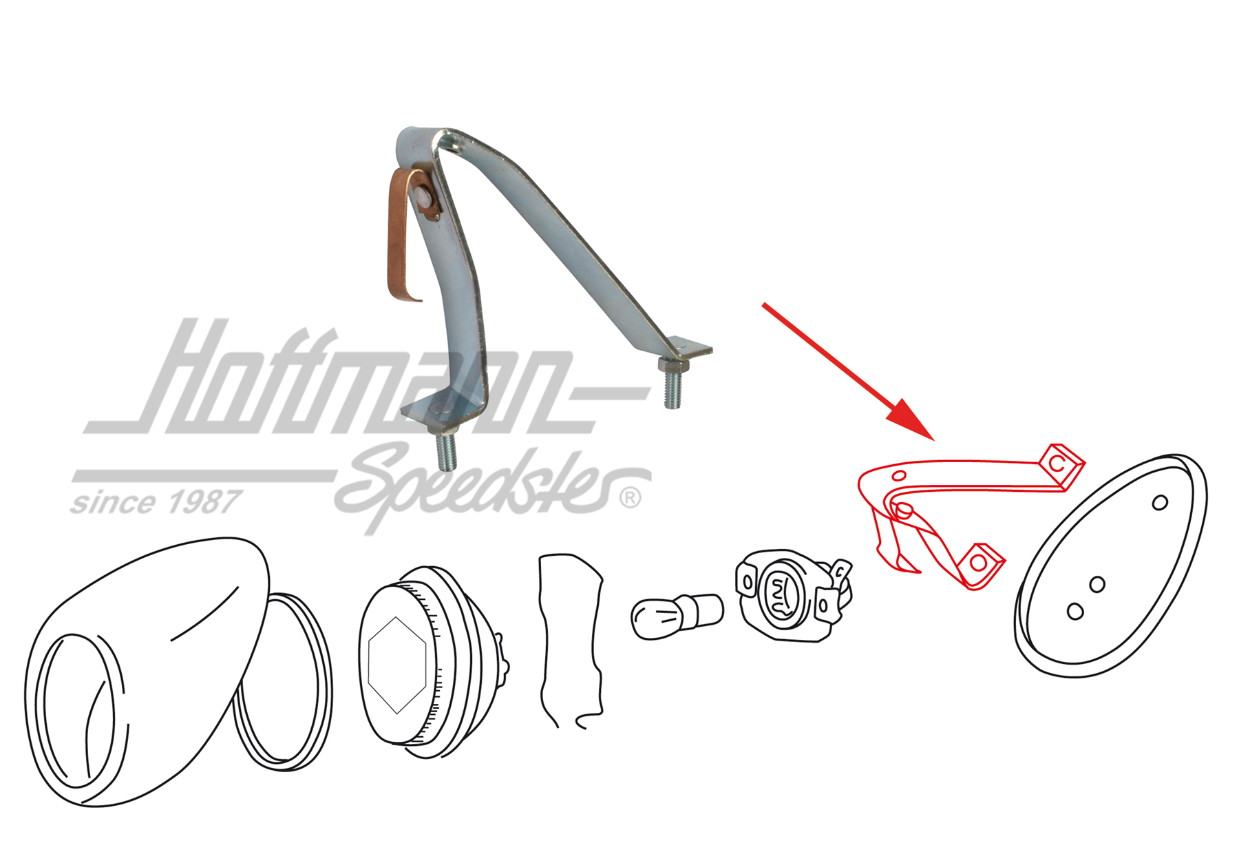 Retainer, tail-light housing, 55-61, right                                                          