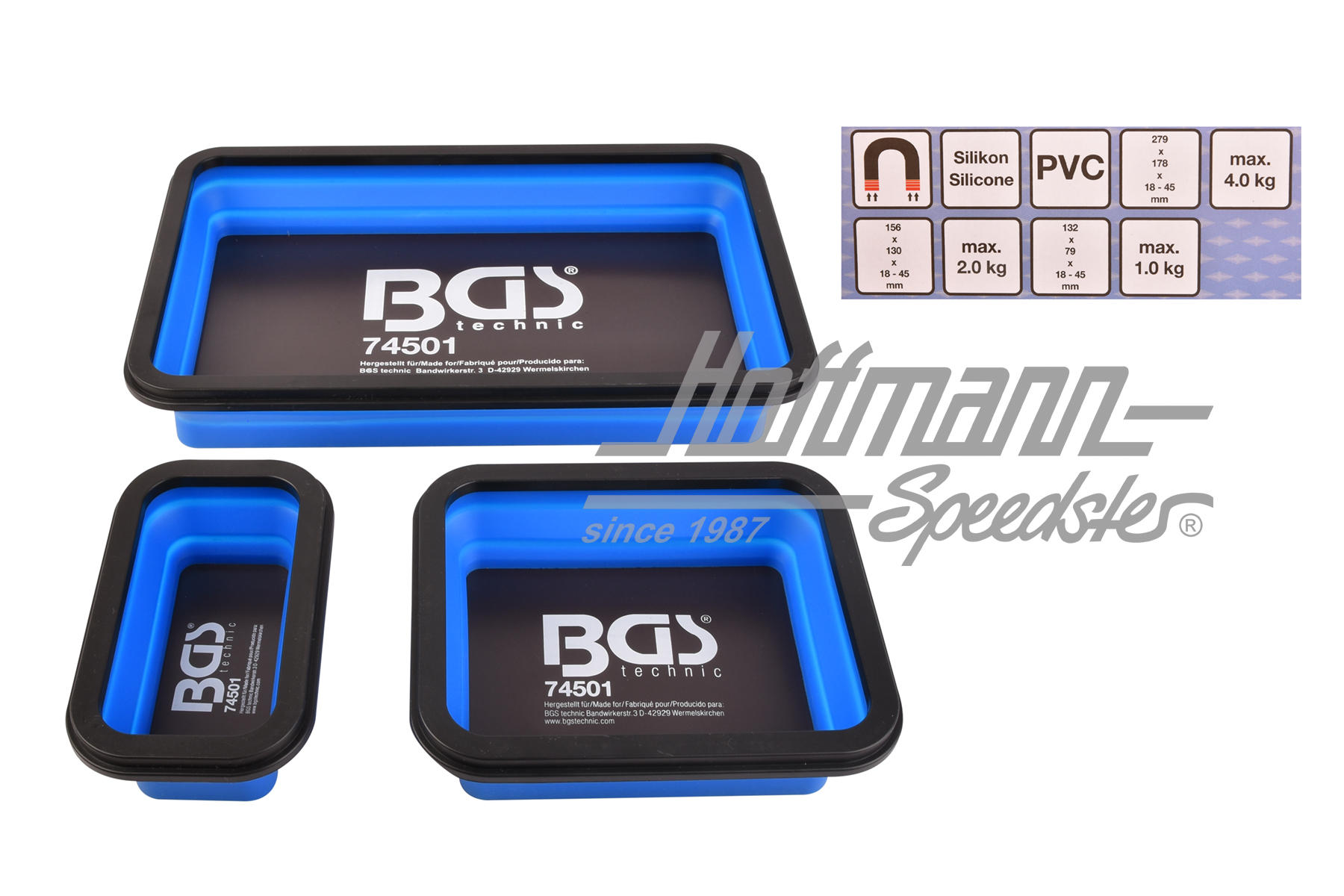 Magnetic Adhesive Tray Set, Silicone, 3-piece
 |  | 027-0675-40
