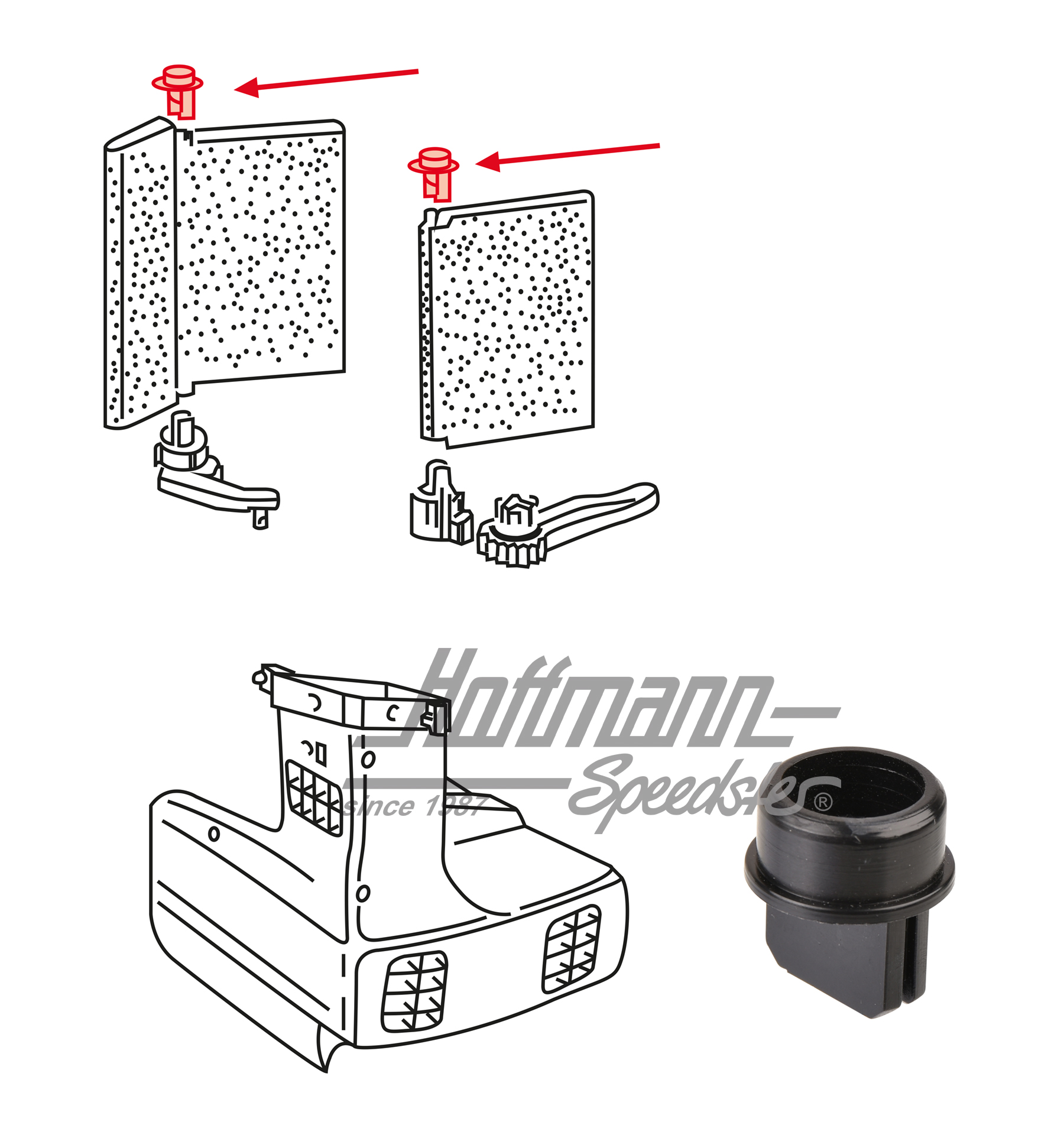 Support, top, heater flap, Golf 2/3 | 191 819 135 | 208-1544-30