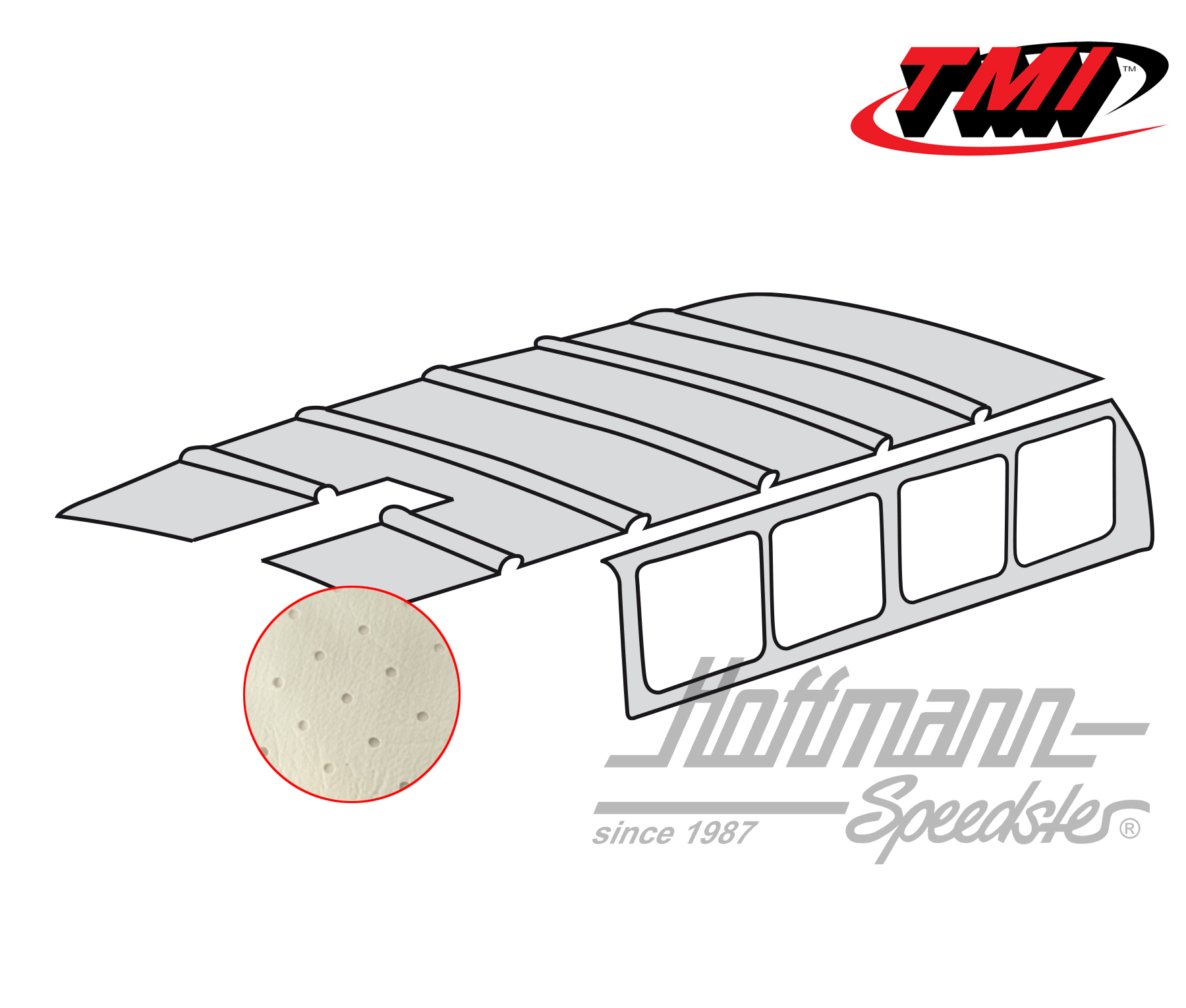 Headliner, Bus T1, 63-67, perforated, off-white | 20 2102-44 | 098-0080