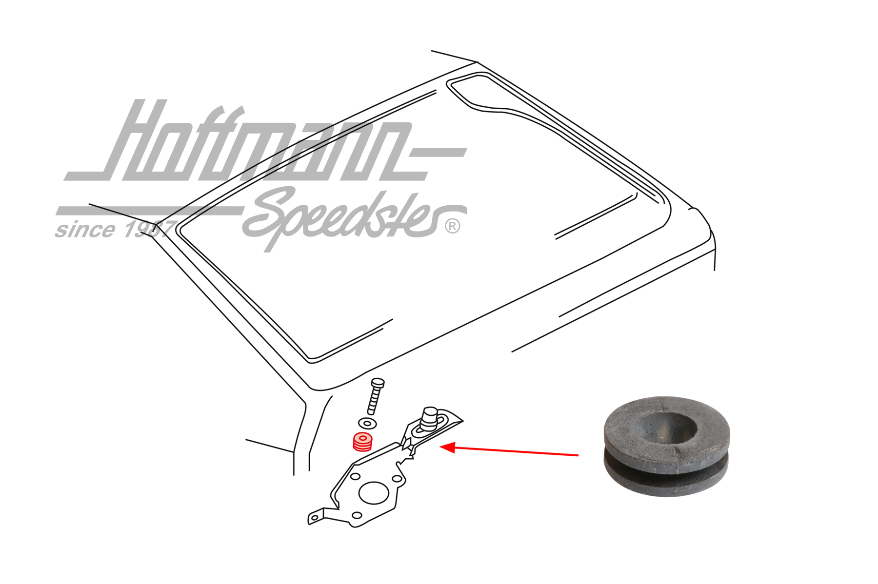 Grommet, retainer, wiper motor, rear | 331 955 754 | 190-5882-24
