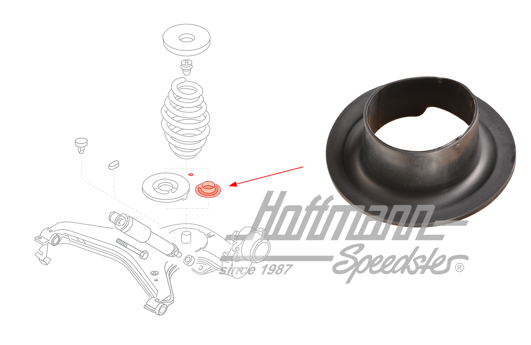 Cap, spring, rear, lower, Bus T4 | 7D0 511 143 | 405-0114