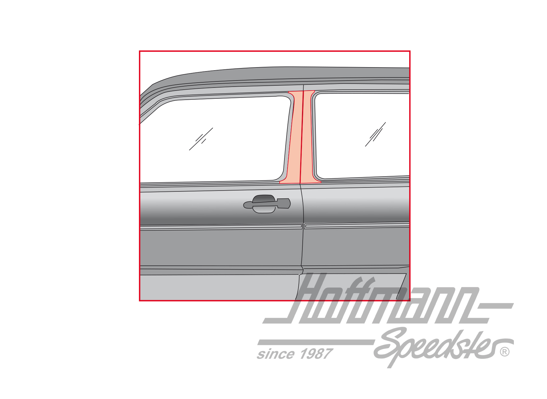 Trim strips, B-pillar, Golf 2, black                                                                
