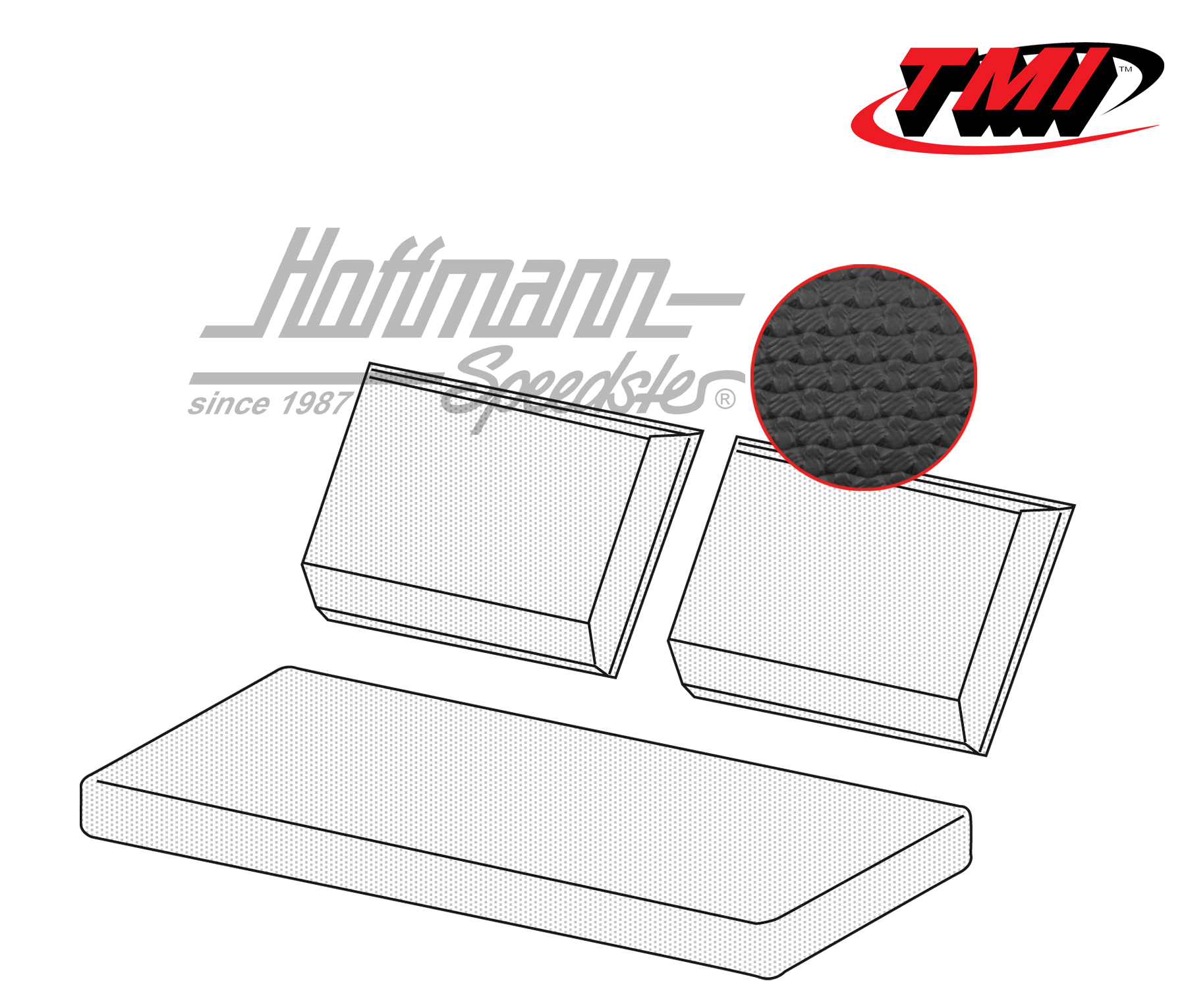 Seat upholstery, rear bench, Type 181, black (basket weave) | 43-1417-01 | 080-5063-01