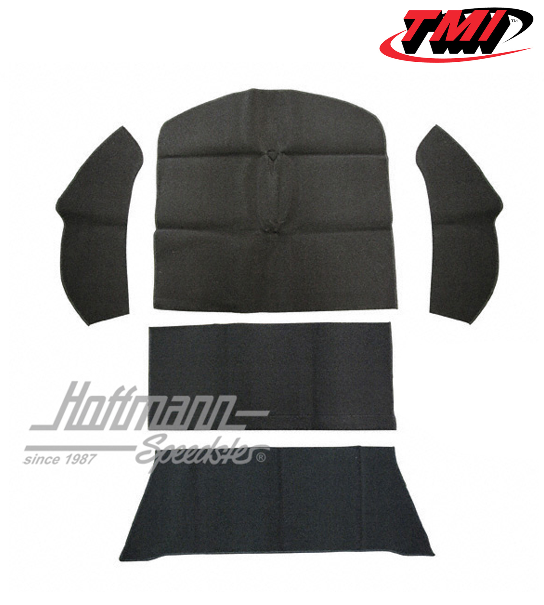 Rear well carpet kit, Sedan, velour, black, 8.72- | 34-R1103-801 | 055-7636