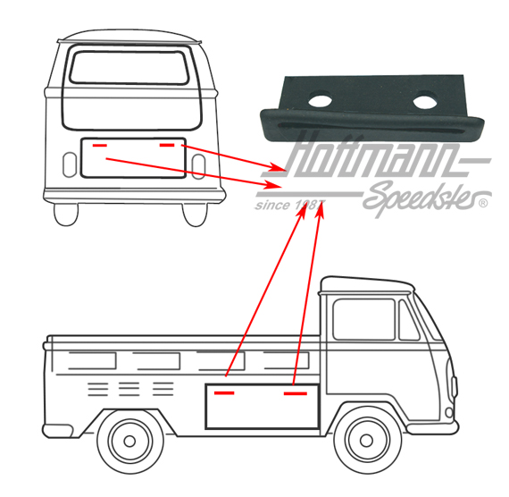 Seal, hinge for engine-/loading compartment cover | 261 829 573 R | 089-0390