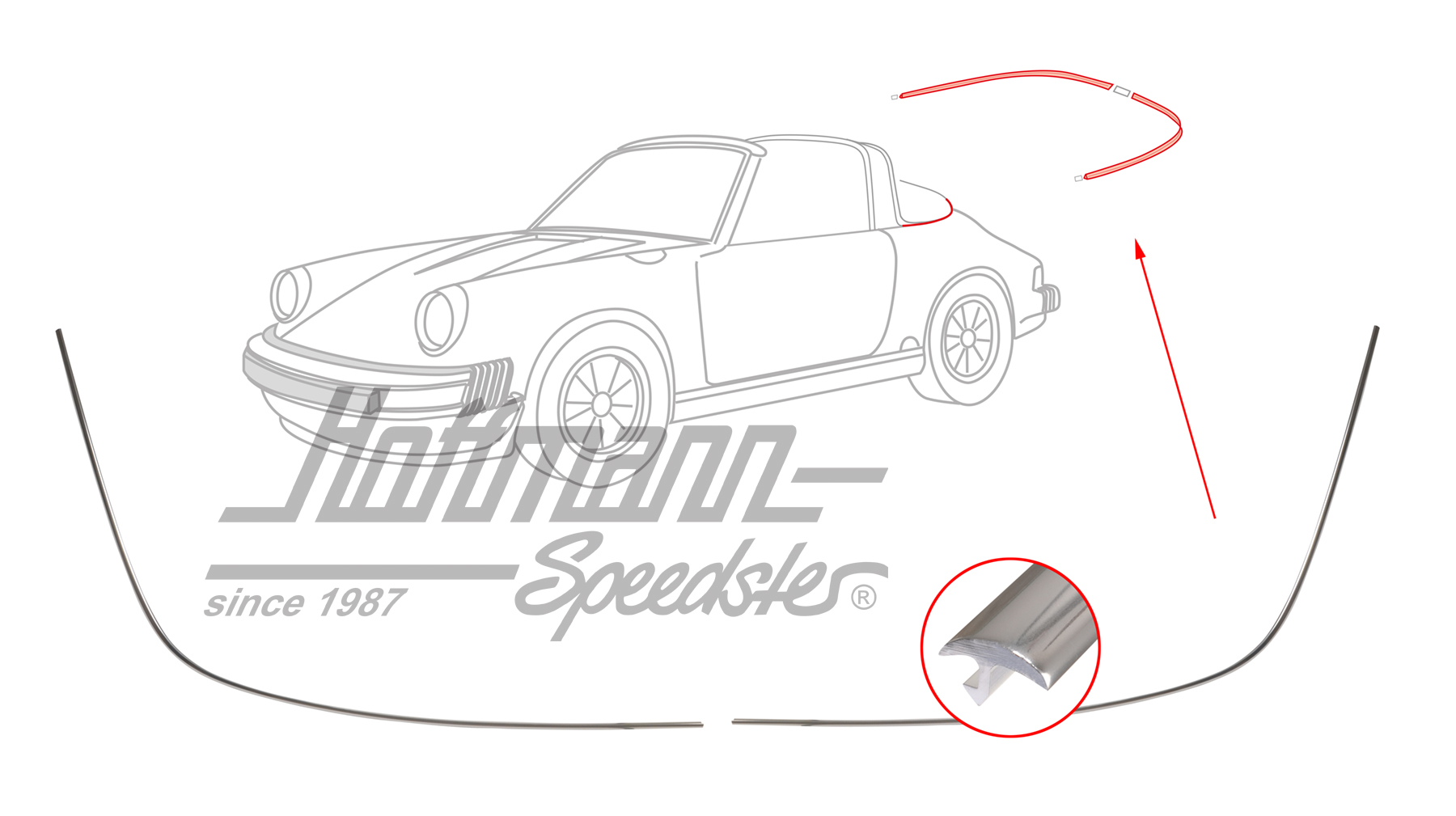 Molding, rear window, Targa, silver | 901 565 555 40/901 565 556 40 | 510-9430