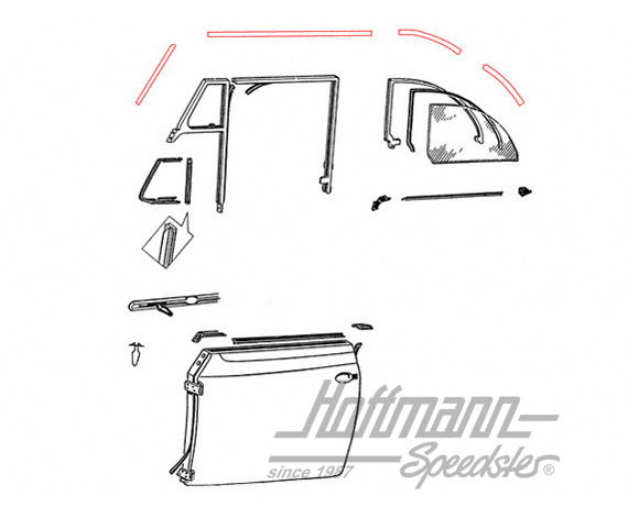 Seals, A-pillar/top + chromed frame, -.64 | 151 871 357 B | 020-5053