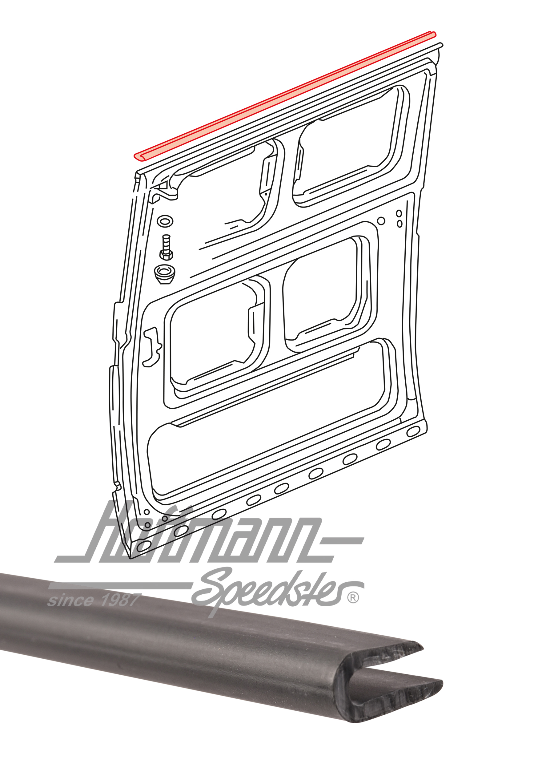 Covering strip, sliding door at the top, Bus T3 | 251 843 178 | 350-2710