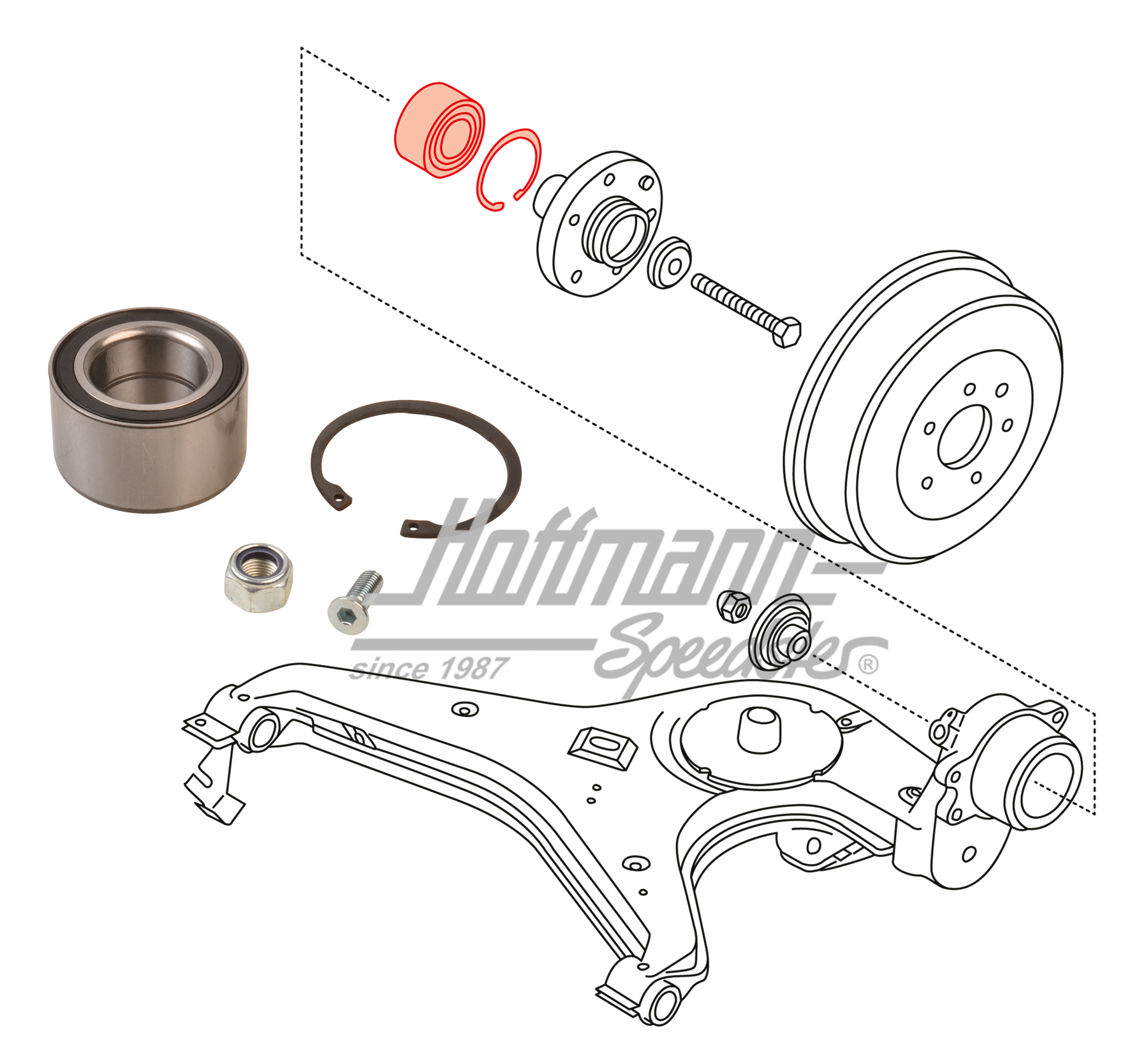 Wheel bearing kit, rear, Bus T4, 1200kg | 701 598 625 | 405-0180