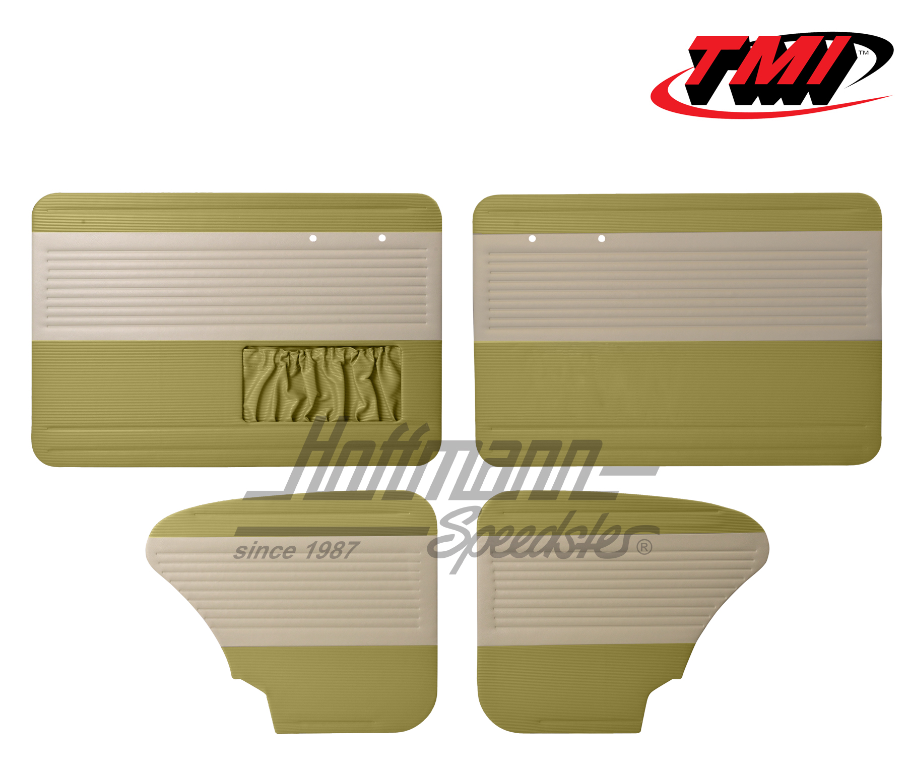 Door panels, Beetle Sedan, 64-66, off-white/pea green | 19-1123-25-15 | 055-7514-08