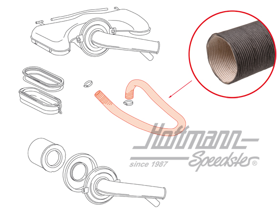 Heater hose, 911/912, carburetor | 901 108 291 00 | 530-1280