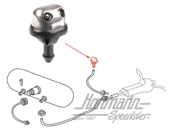 Spraying nozzle, 8.60-, with chromed cap | 111 955 993 CHR | 020-5188-05