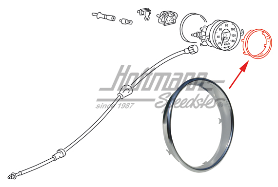 Speedometer trim ring, standard, silver anodized | 113 957 371 EC | 020-2063
