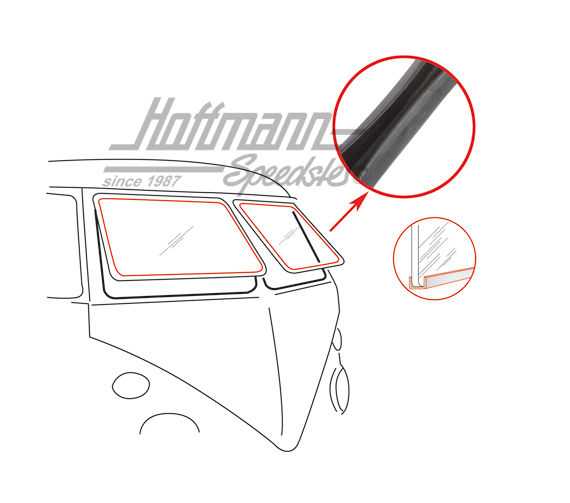 Seal, frame/window, Bus T1, Safari | 211 845 123 B | 089-0032-10