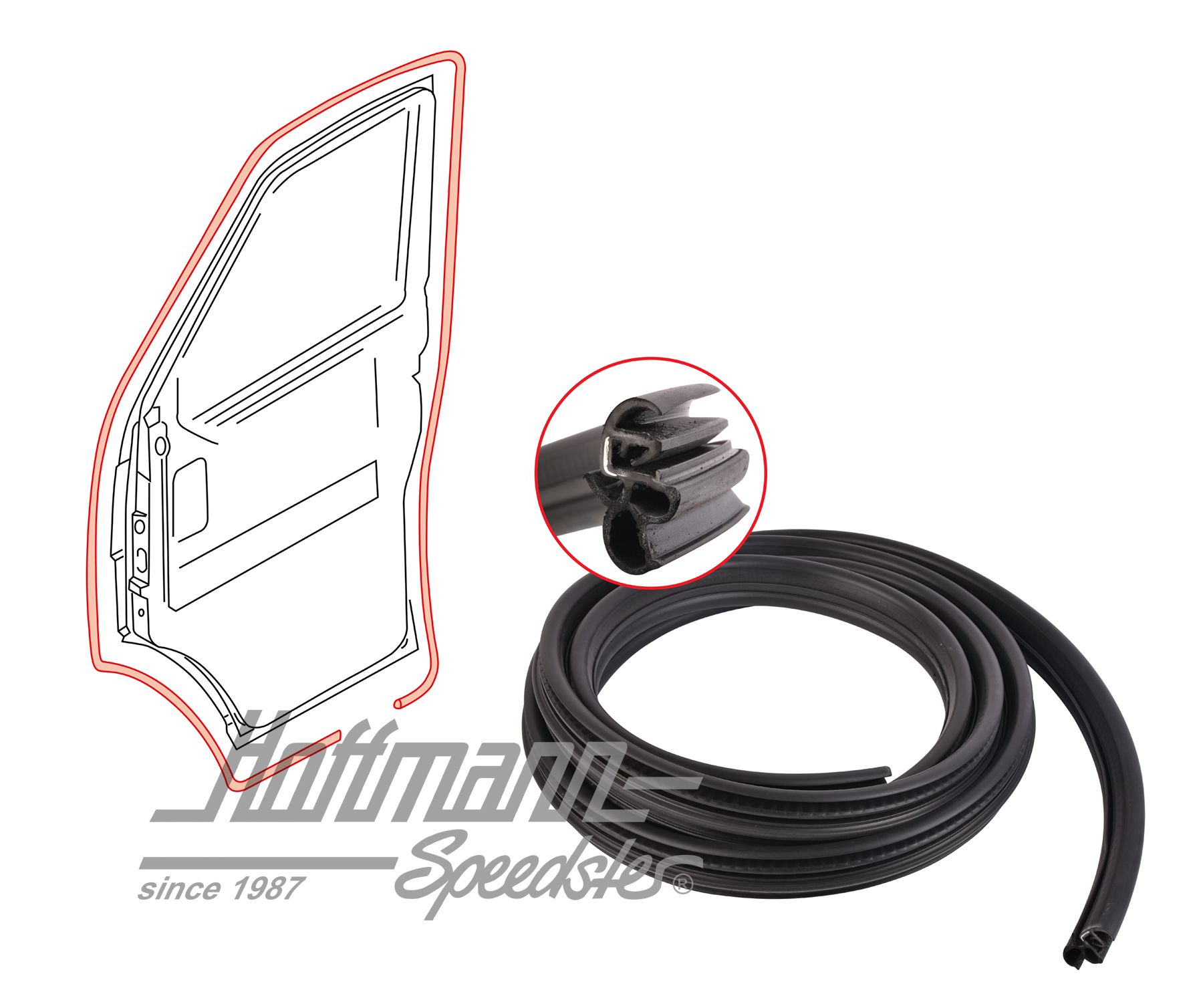 Door seal, Bus T4, left/right | 7D0 837 911 | 408-1410-20