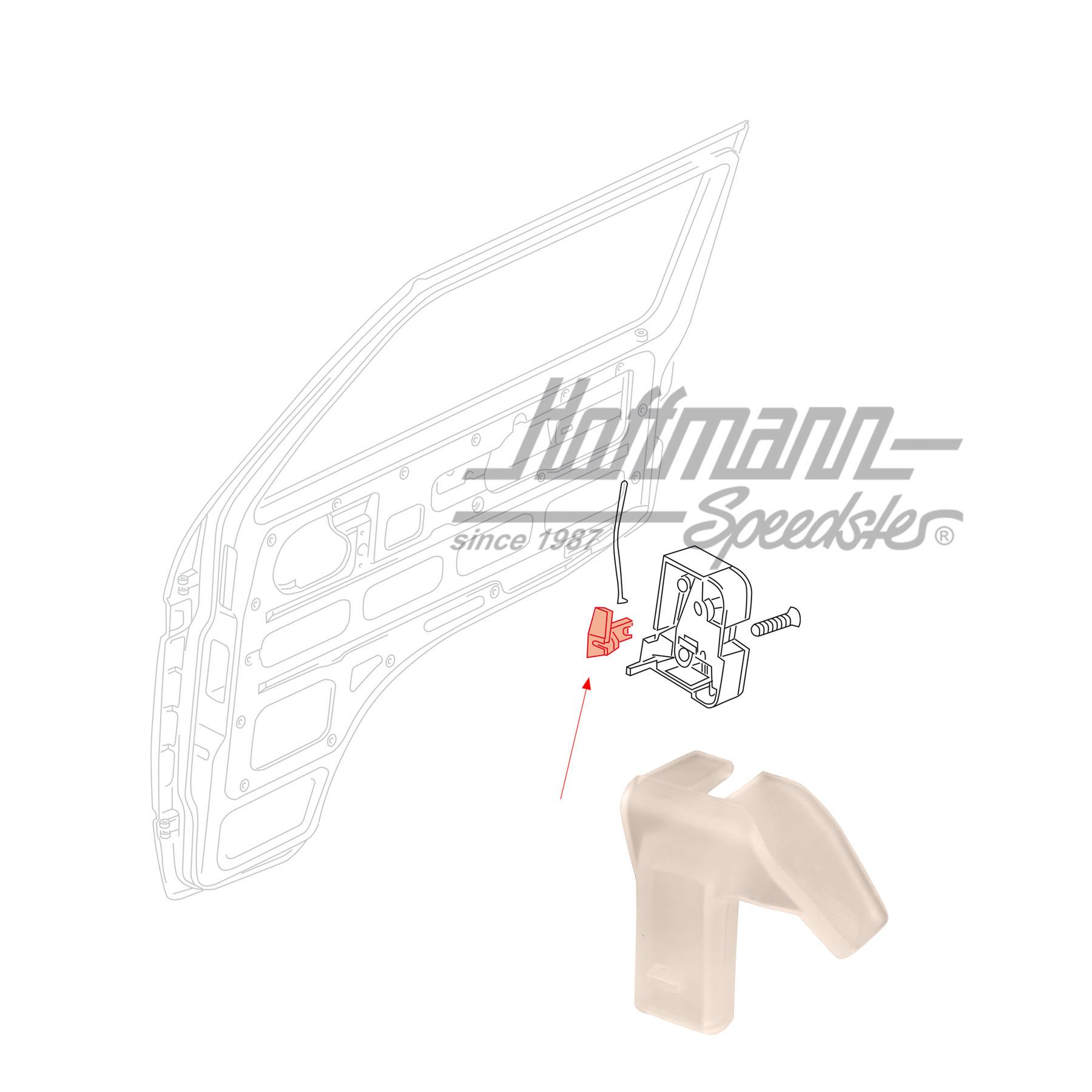 Clip, pull rod, door lock pull, right | 251 837 080 | 360-4130-02