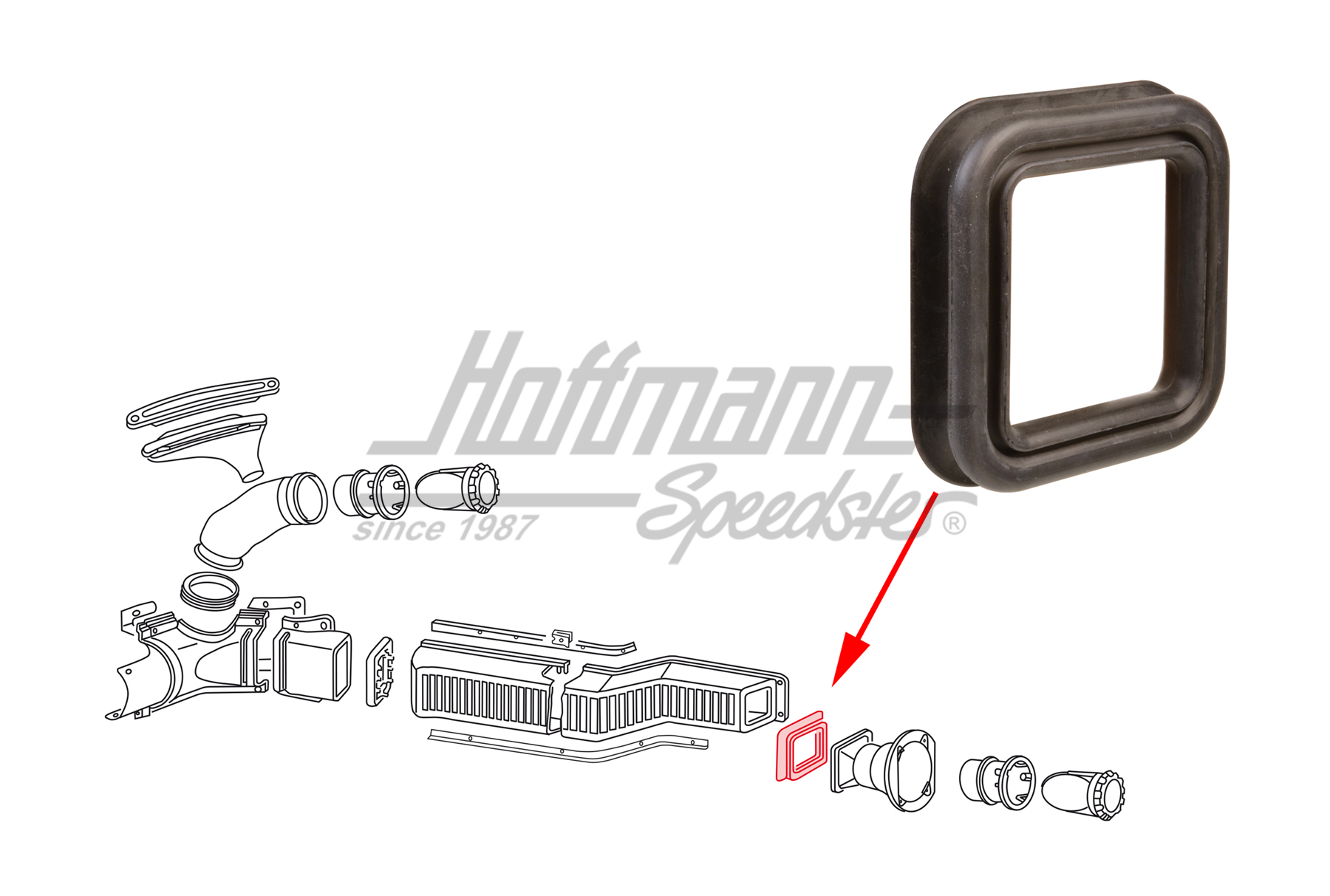 Seal, air duct, B-pillar, left/right | 221 259 207 | 090-1302-42