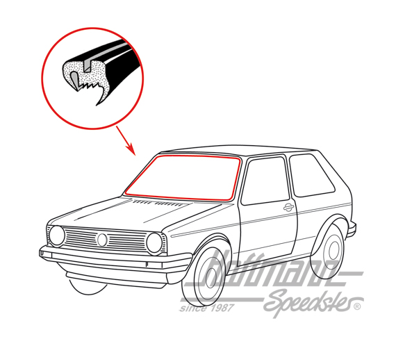Front window seal, w/o groove, Golf 1, sedan+Convertible | 171 845 121 | 180-7060