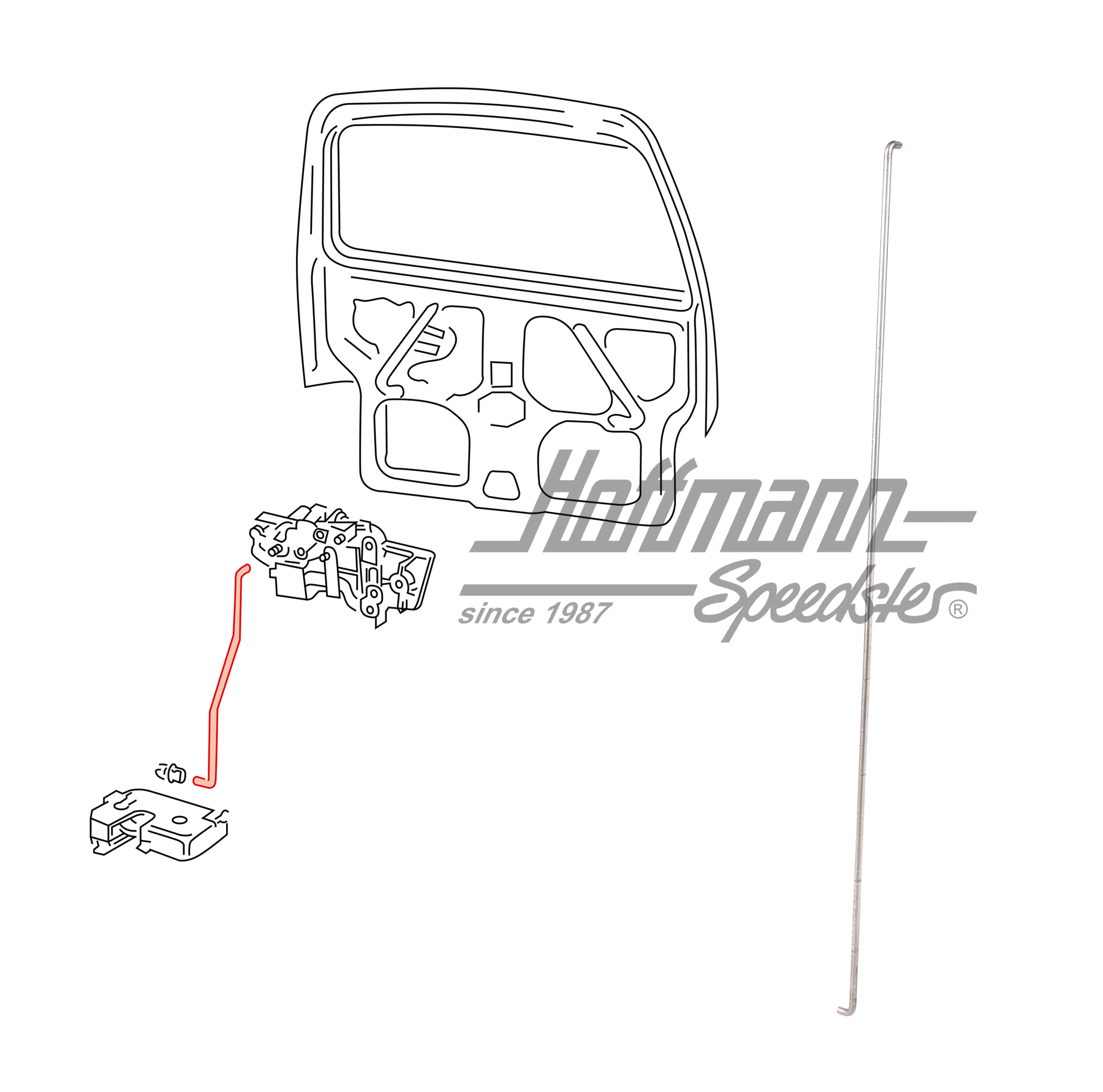 Pull rod, hatchback lock
, Bus T4 | 705 829 218 A | 408-1046-33