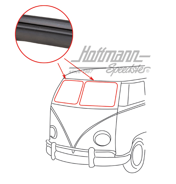 Front window seal, Bus T1, left/right | 211 845 121 A | 089-0030-18