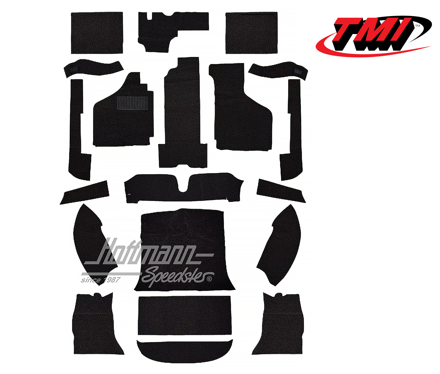 Carpet kit, Karmann Ghia Coupé, -7.68, black | 34-F1522-801 | 066-0040-50