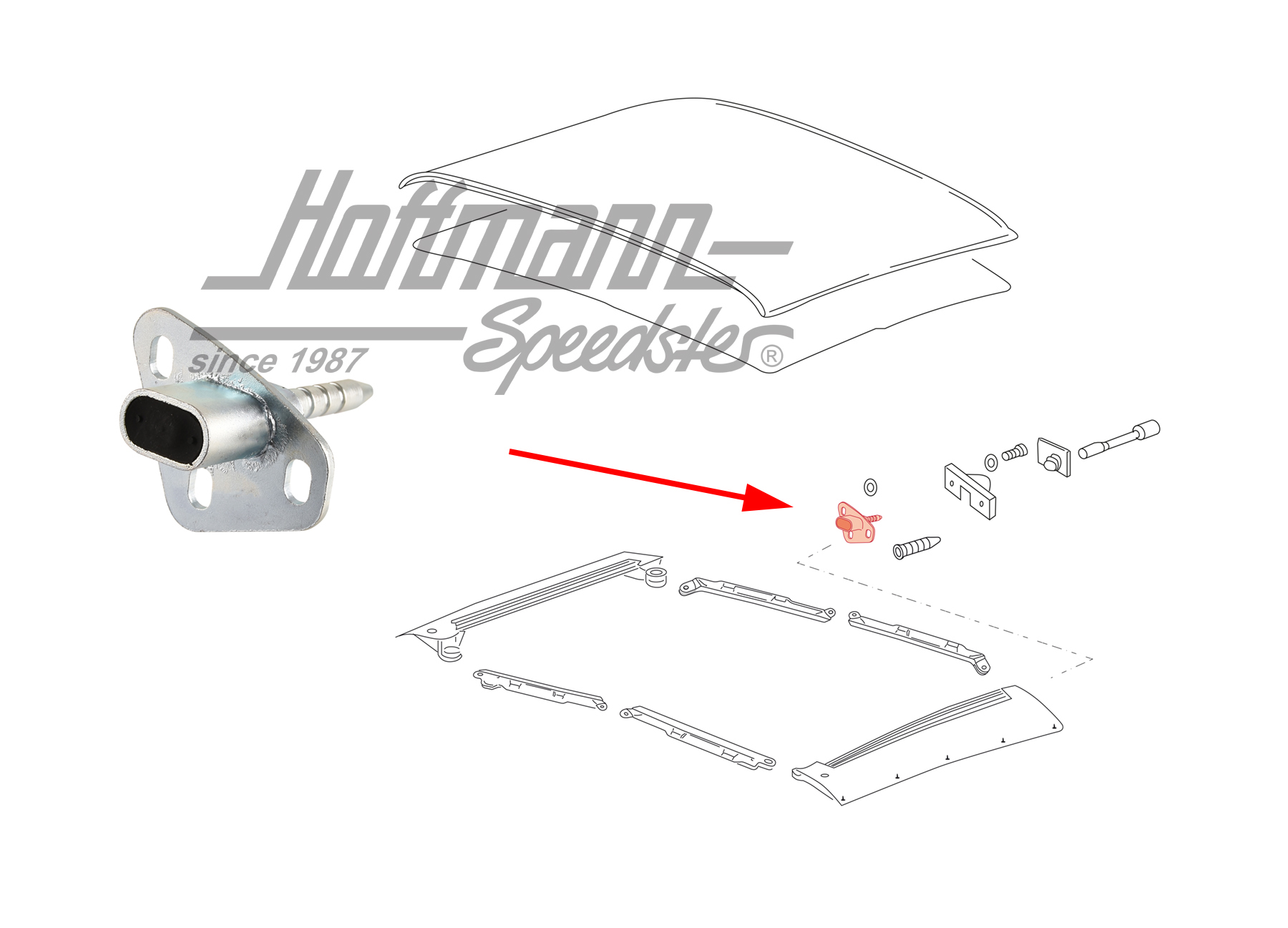 Metalastic bearing, Targa roof, 911, left | 911 565 037 42 | 515-0150-31