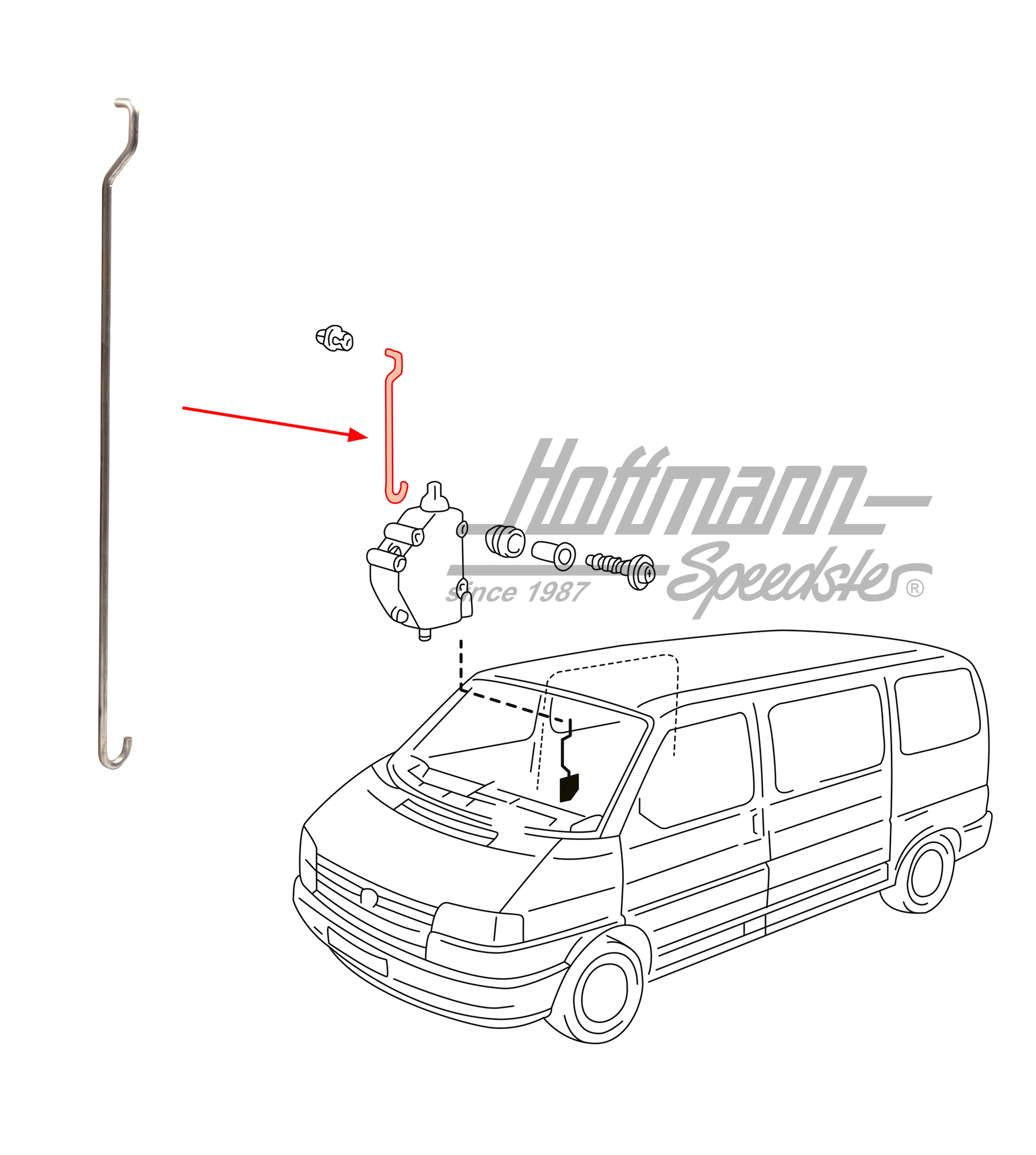 Connecting rod, central locking system, sliding door | 701 862 170 | 408-1010-16