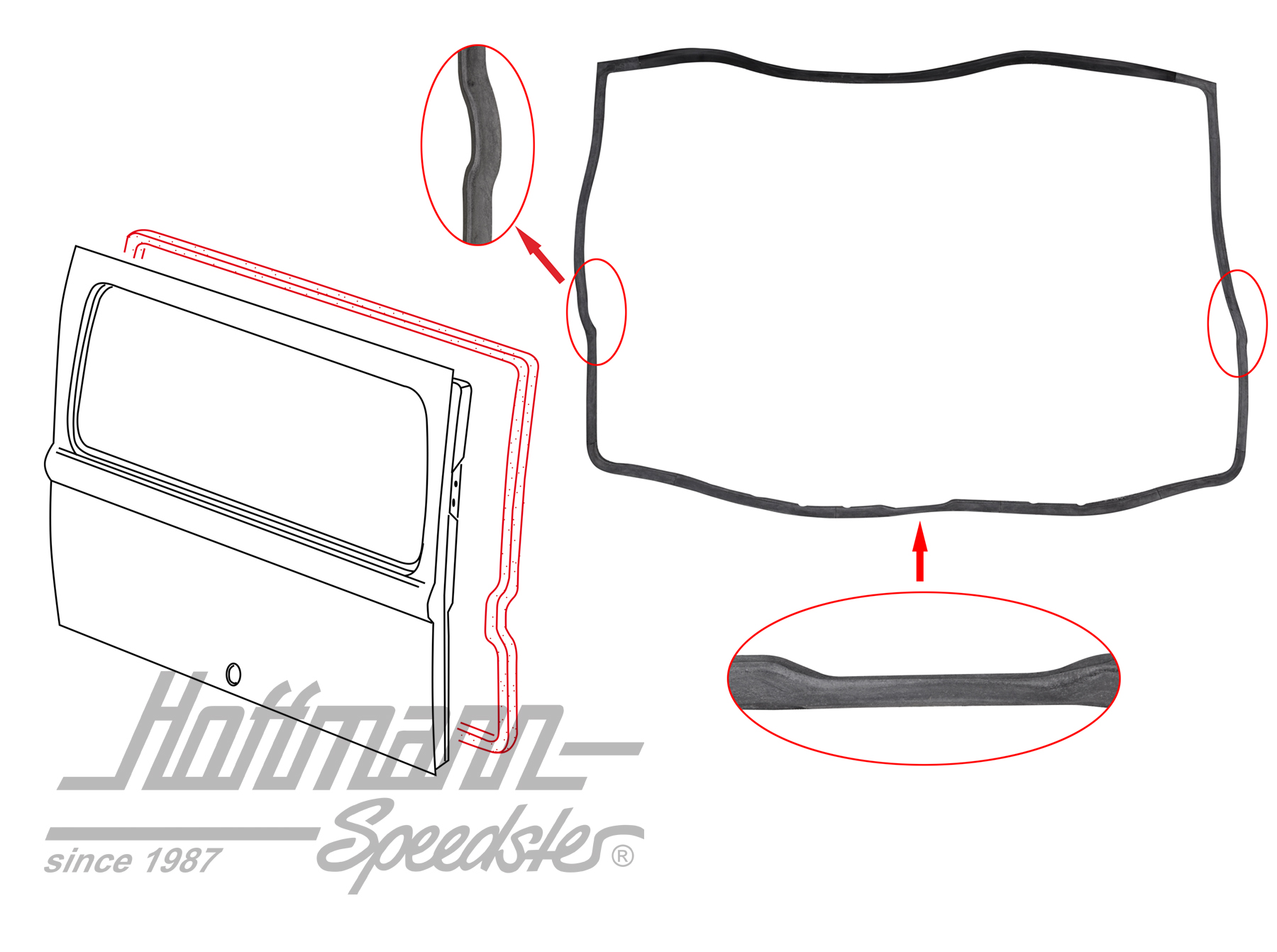 Hatchback seal, Bus T1/T2, 8.63-7.71, Top Quality | 211 829 193 C | 089-0380