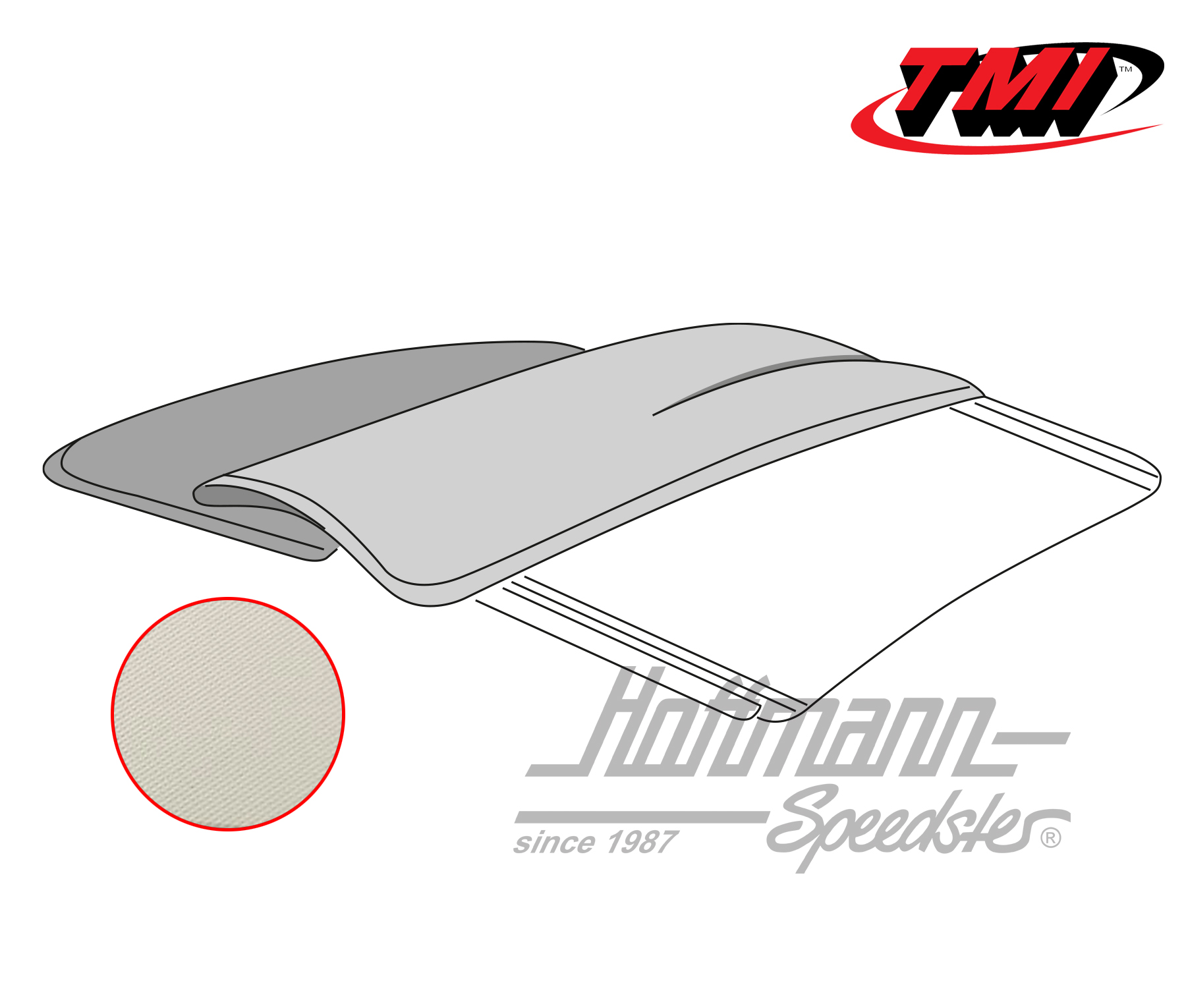 Folding roof cover, 56-63, Vinyl, white | 22-1114-41 | 055-7182