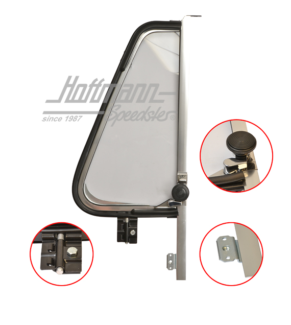 Vent window, complete, Bus T2, chromed, right | 211 837 602 | 097-1024-02