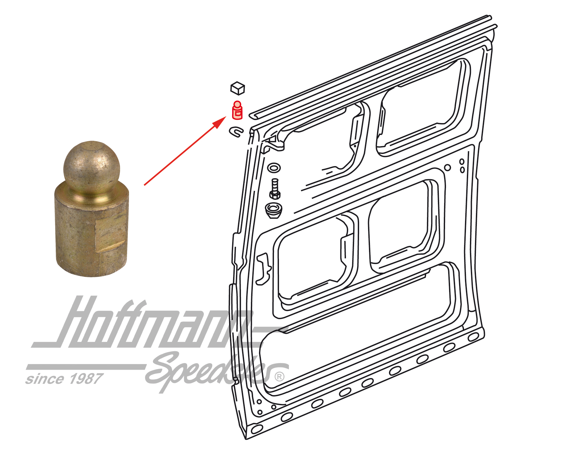 Bolt, sliding door guide, upper, -7.84 | 251 843 441 | 360-4015-30