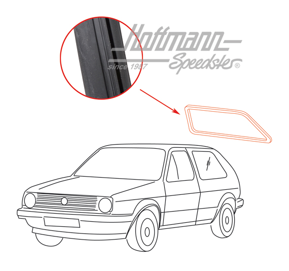 Rear window seal, Golf 2, without groove | 191 845 521 | 208-7240