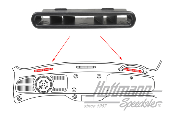 Air nozzle, left/right, -7.70, metal dashboard | 113 819 719 | 020-1864-05