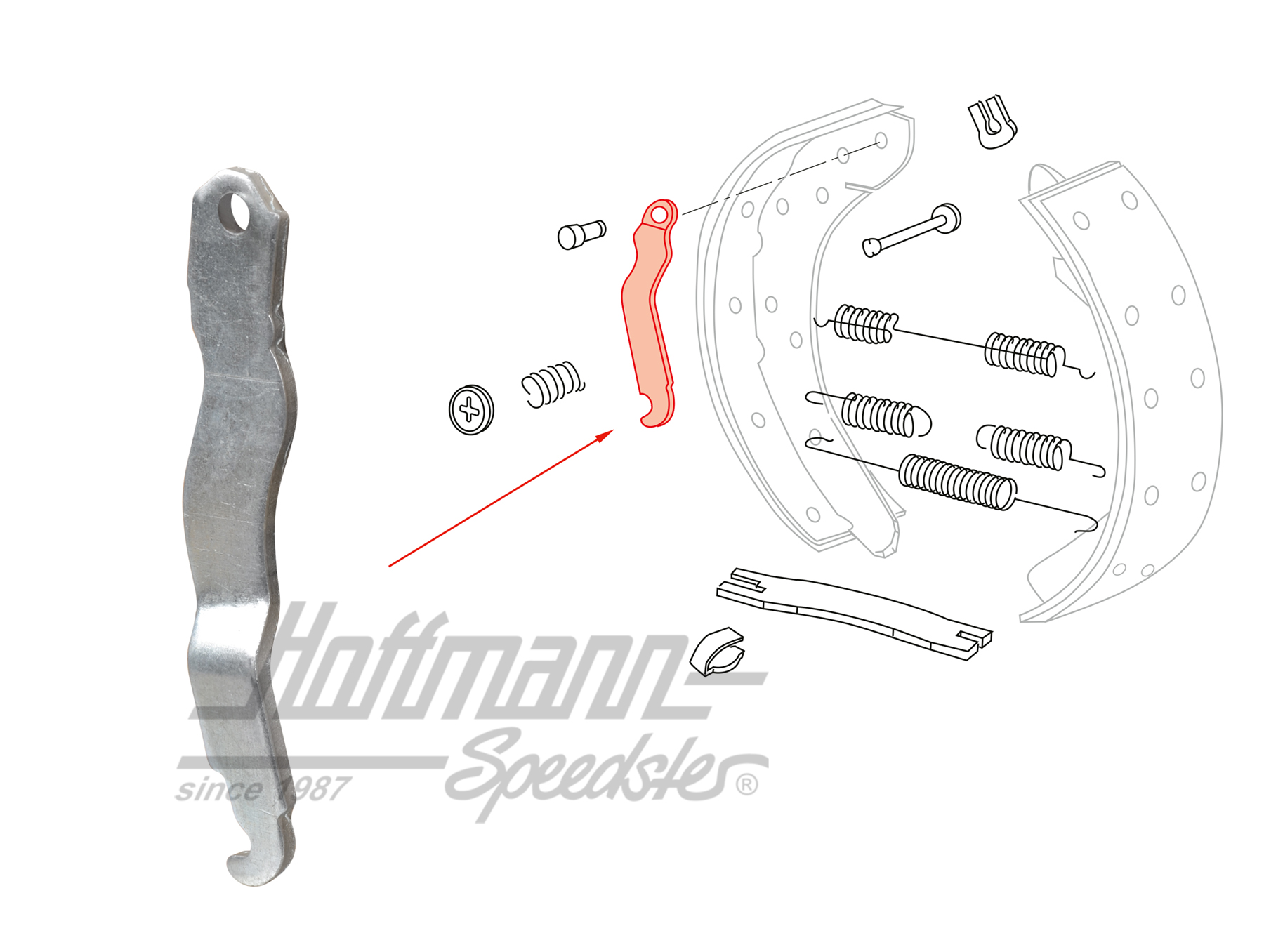Lever, hand-brake-cable, Bus T2, 73-79, right | 211 609 614 F | 090-3198-02