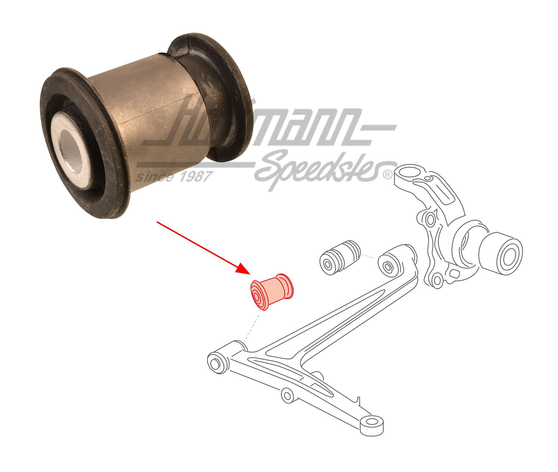 Rubber mount, front, transverse control arm lower, 96-03 | 7D0 407 183 | 404-0540-10