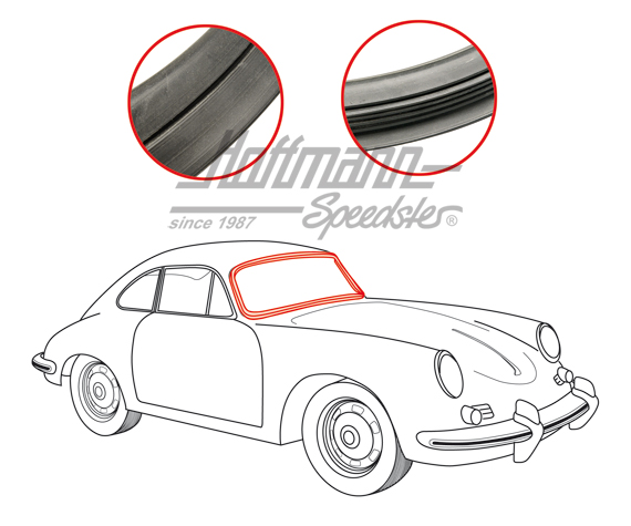 Front window seal, 356 A/B, with groove | 644 541 901 00 | 510-6308