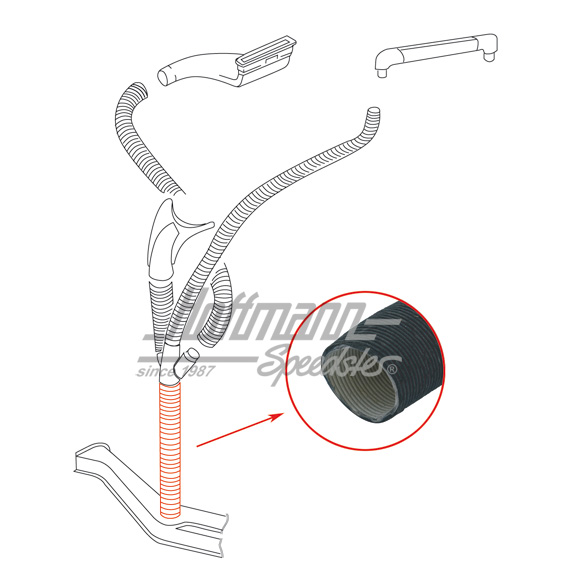 Heater hose, cardboard, ø 38mm | 111 255 463 C | 020-0915-07
