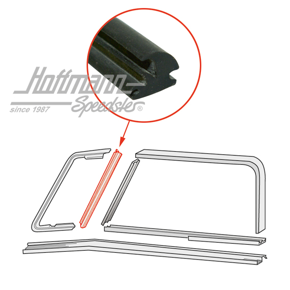 Seal, vent window, vertical, 53-67 | 211 837 629 | 089-0108-07