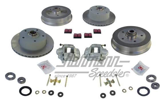Inner ventilated brake kit, 5-holes (circle of holes 130 mm), Porsche-wheels | BA KER 1 VA + 2 Trommeln | 020-3902
