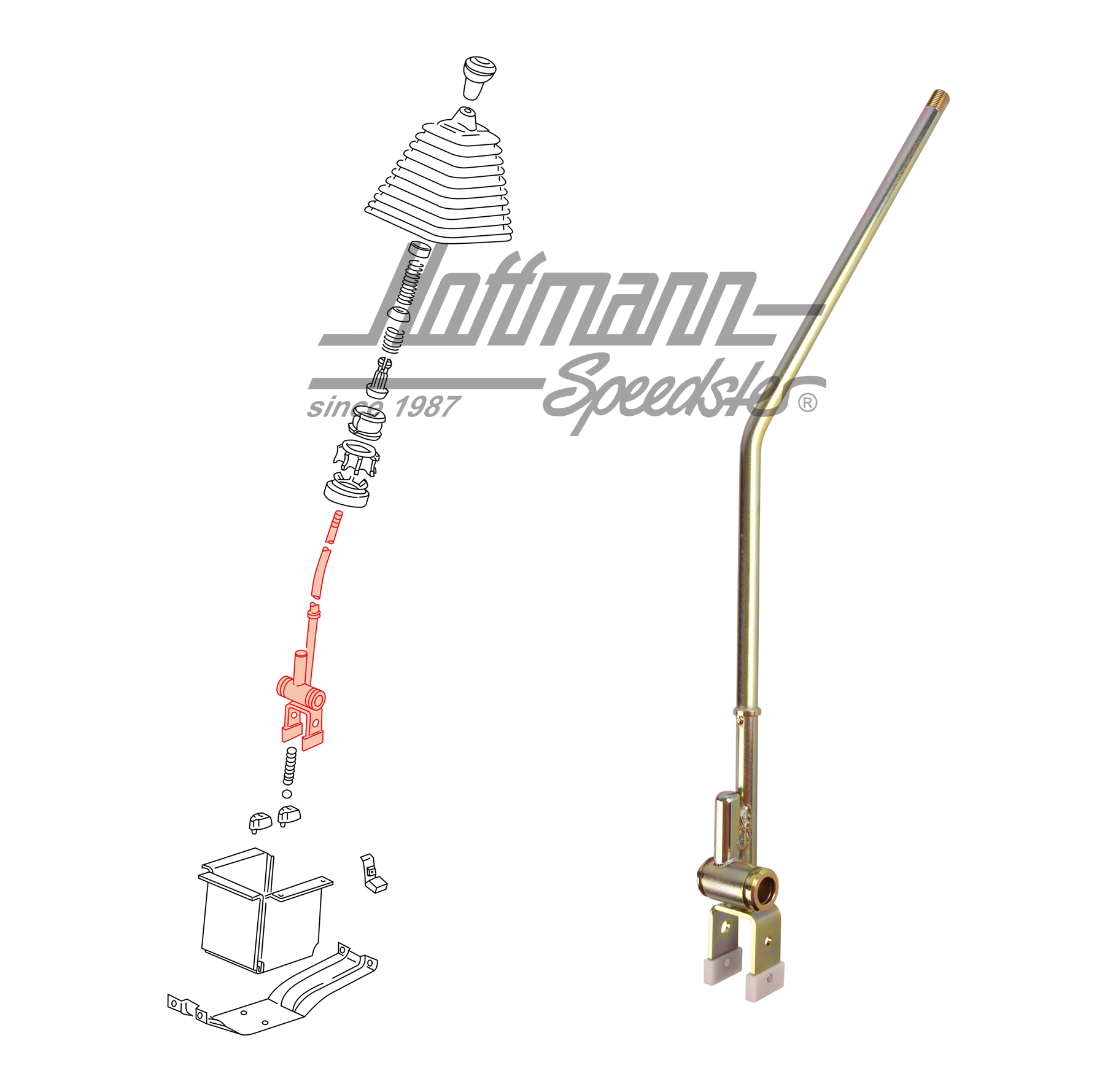 Shift lever, Bus T3, 5-gear, 8.82-7.92 | 251 711 117 C | 315-1500-10