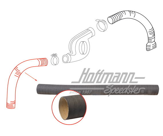 Heater hose, cardboard, 1.7-2.0, left                                                               