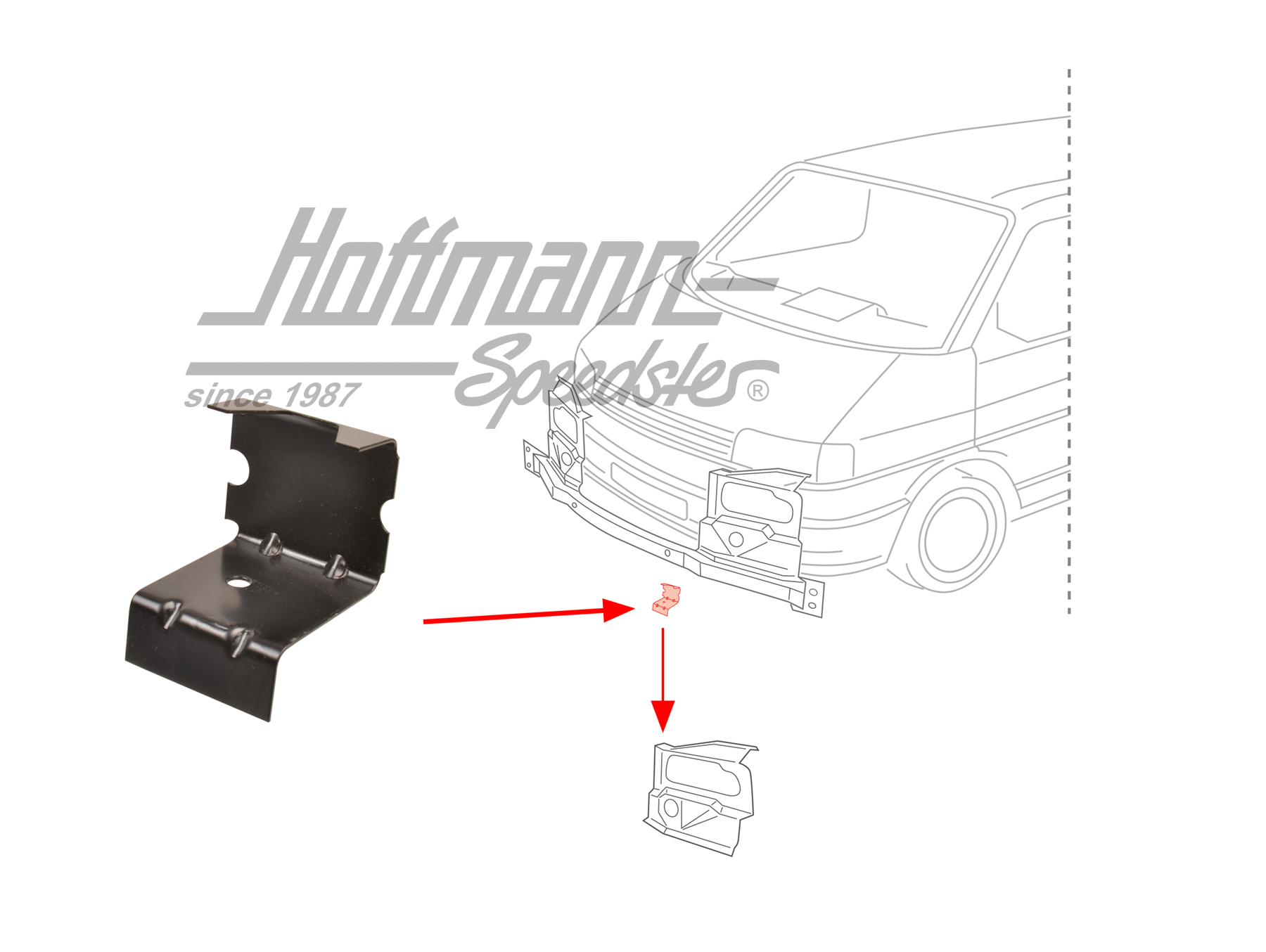 Lock plate, headlight, Bus T4, left/right | 701 805 085 | 408-8004-10
