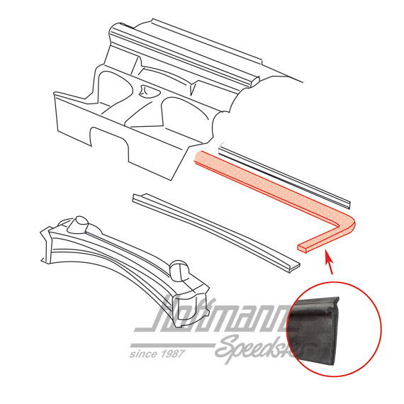 Engine-compartment seal, rear (big), 74-89 | 911 504 111 02 | 515-2300