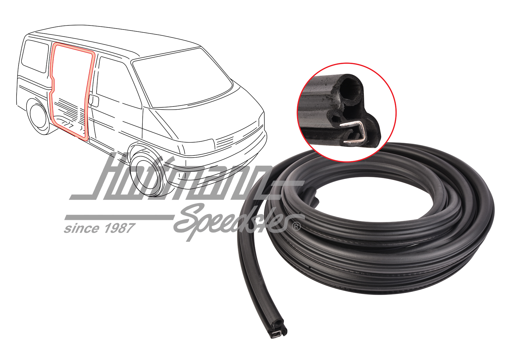 Sliding door
 seal, Bus T4 Van, left/right | 7D0 843 791 F | 408-1460-10